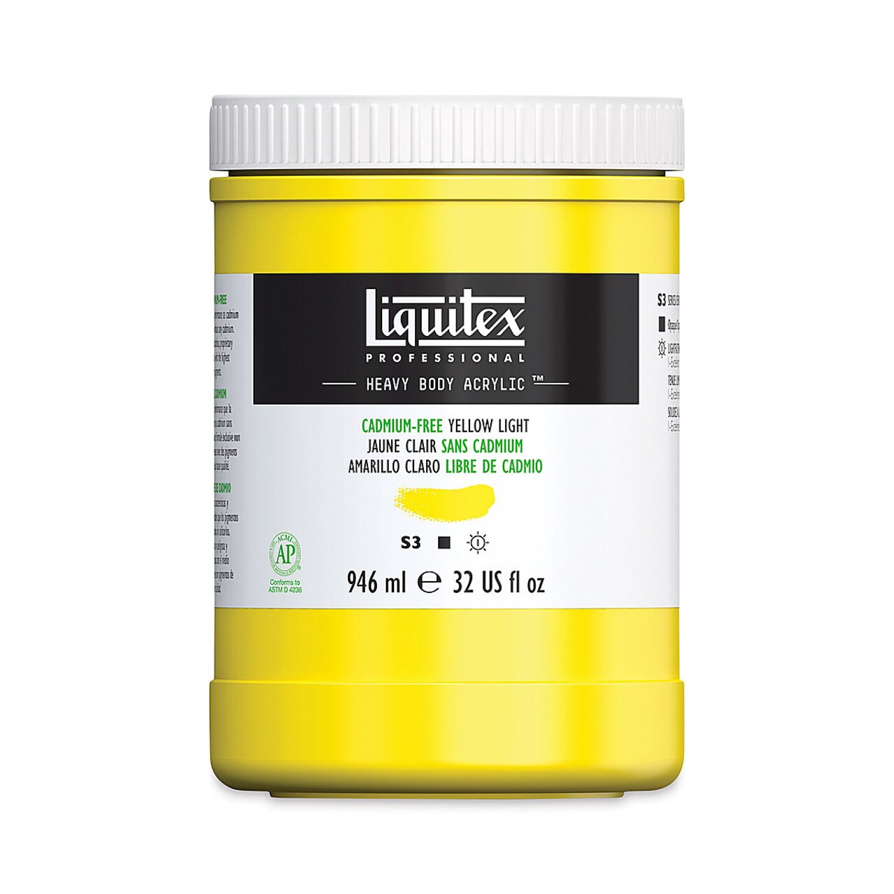 Liquitex Heavy Body Artist Acrylics - Cadmium-Free Yellow Light, 32 oz Jar